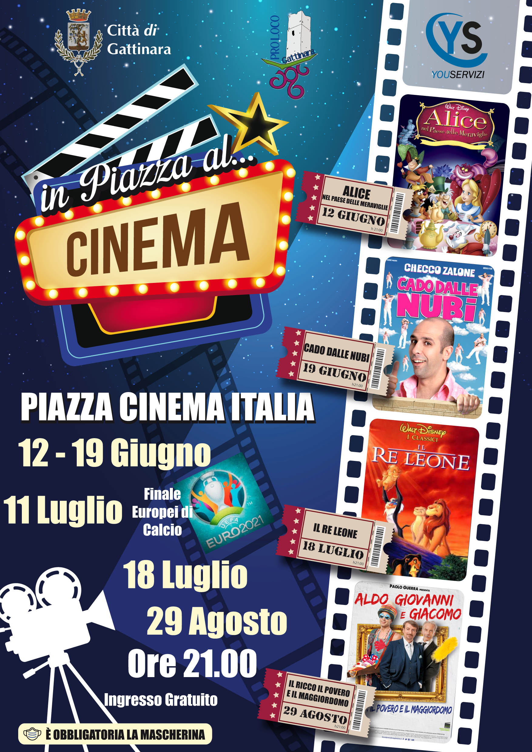 In piazza al cinema” 4 appuntamenti dedicati al cinema all'aperto a  Gattinara