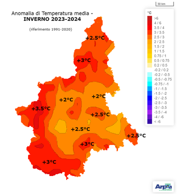 Sul Piemonte le temperature più calde degli ultimi 70 anni nell'ultimo trimestre