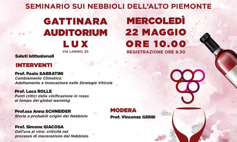 Mercoledì 22 maggio a Gattinara il seminario “C’è Nebbiolo e Nebbiolo"