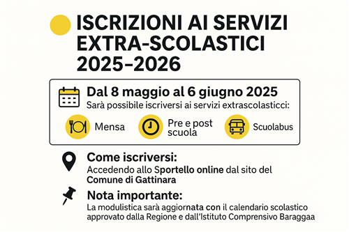 Iscrizioni ai servizi extrascolastici per l’anno 2025-2026