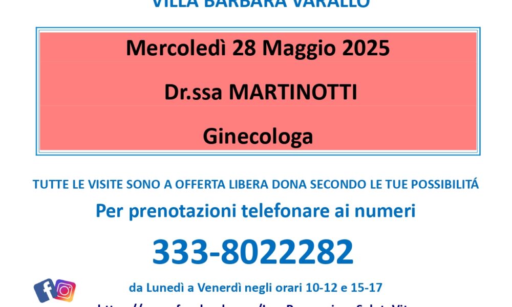 Visite ginecologiche gratuite presso Villa Barbara a Varallo