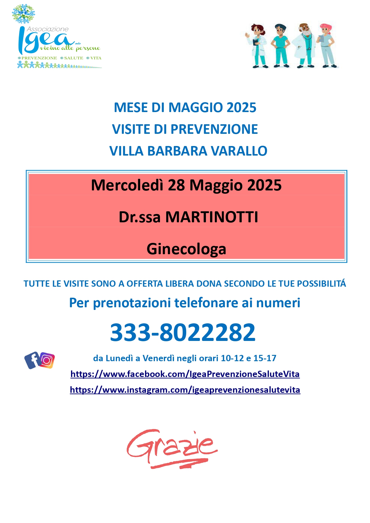 Visite ginecologiche gratuite presso Villa Barbara a Varallo