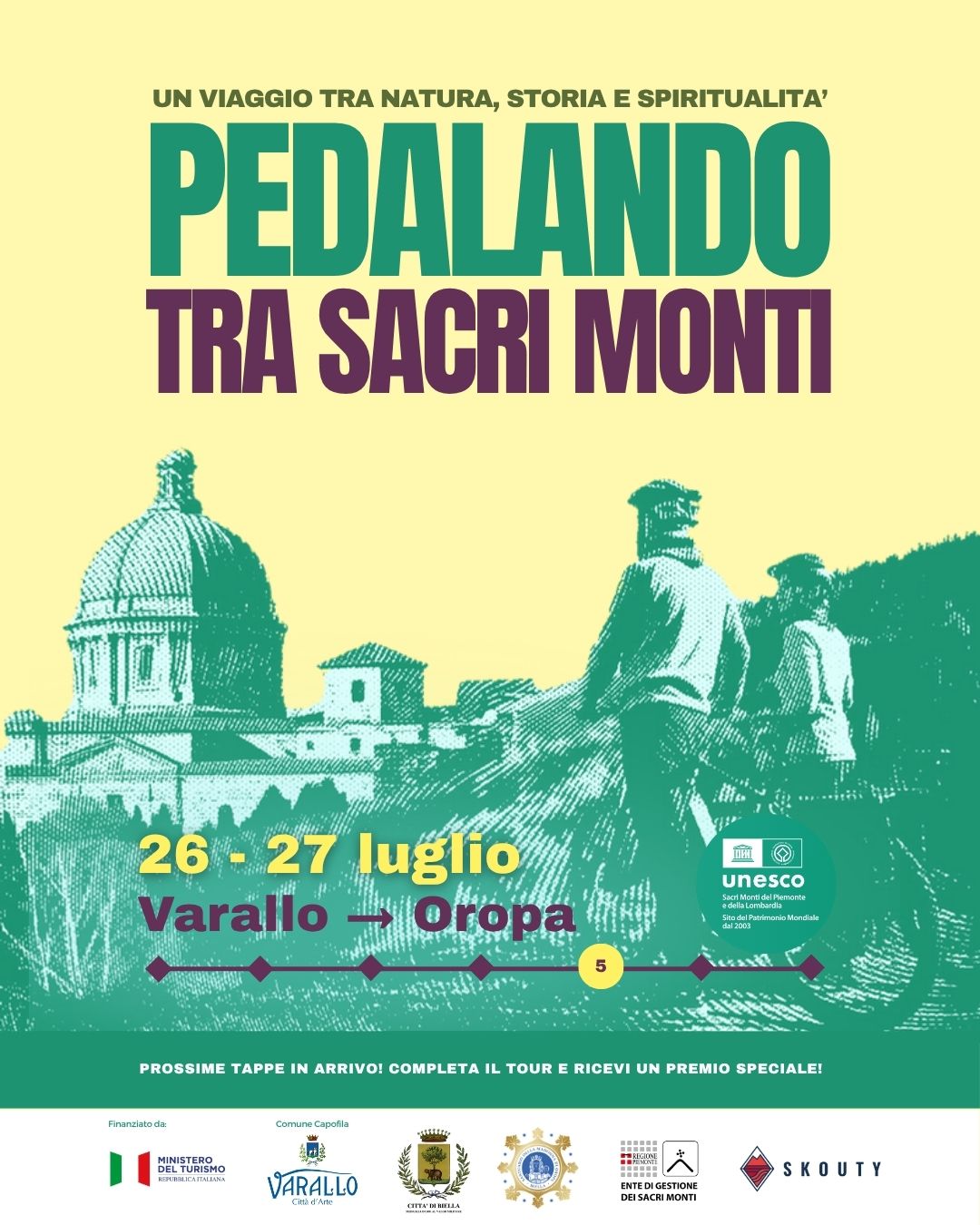 “Pedalando tra i Sacri Monti” propone una tappa su due giorni da Varallo a Oropa