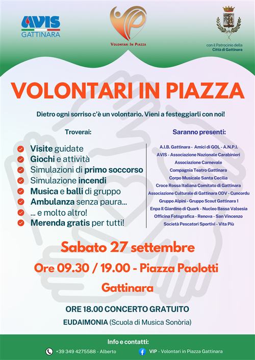 Gattinara celebra il volontariato con VIP – Volontari in Piazza