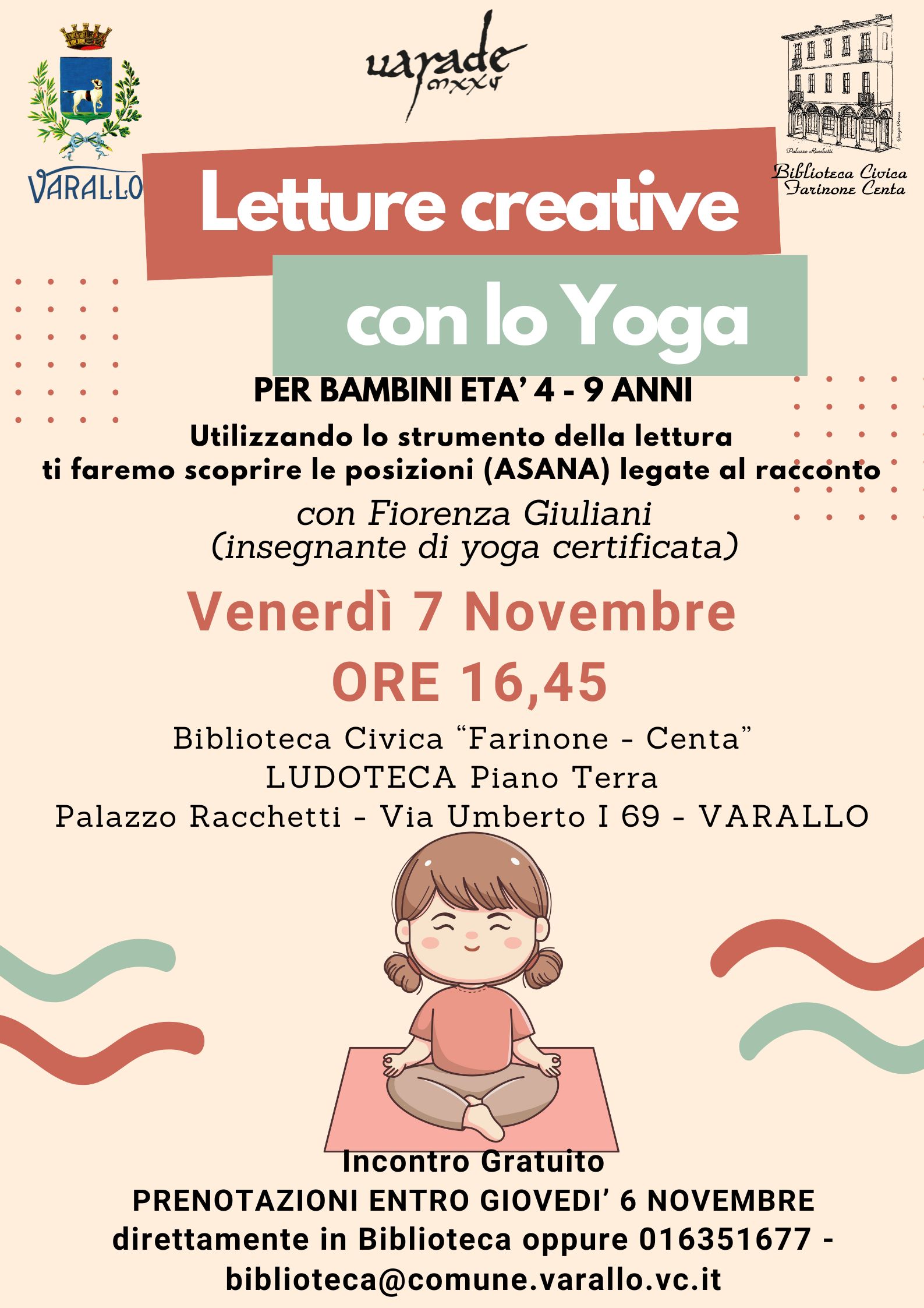 “Letture creative con lo yoga” in biblioteca a Varallo