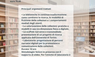 Al via il corso di formazione “Valorizzazione delle collezioni e dei Fondi Speciali”