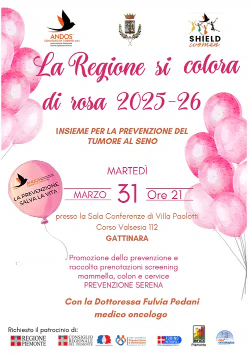 Il Comune di Gattinara conferma il proprio impegno a favore della salute e della prevenzione aderendo alla campagna “La Regione si colora di Rosa – Insieme per la prevenzione del tumore al seno”, promossa da A.N.D.O.S. – Associazione Nazionale Donne Operate al Seno, in collaborazione con Regione Piemonte, Consulta Femminile Regionale del Piemonte e A.N.C.I. Piemonte. L’iniziativa, giunta alla sua quinta edizione, rappresenta un’importante azione di sensibilizzazione rivolta a tutta la cittadinanza sul tema della prevenzione del tumore al seno, una patologia che ancora oggi costituisce una delle principali cause di mortalità femminile, ma per la quale la diagnosi precoce può fare una differenza decisiva in termini di cura e sopravvivenza. Nel corso degli anni, grazie ai progressi della medicina, alla diffusione di corrette informazioni e alle campagne di screening, la lotta contro il tumore al seno ha compiuto passi significativi. In Italia, ogni anno migliaia di donne affrontano questa diagnosi, ma oggi, grazie allo screening mammografico e a percorsi terapeutici sempre più avanzati, le possibilità di guarigione sono in costante aumento. In questo contesto, A.N.D.O.S. svolge da anni un ruolo fondamentale nel sostenere e accompagnare le donne lungo il percorso di cura e nel promuovere la cultura della prevenzione, attraverso una rete capillare di volontari e iniziative diffuse su tutto il territorio. Nell’ambito della campagna, martedì 31 marzo alle ore 21.00, presso la Sala Conferenze di Villa Paolotti (Corso Valsesia 112), si terrà un incontro pubblico aperto alla cittadinanza: un momento di informazione e confronto dedicato all’importanza della prevenzione, dello screening mammografico e dell’adozione di corretti stili di vita. Interverrà la Dottoressa Fulvia Pedani, medico oncologo, Presidente della Consulta Femminile del Piemonte e Presidente di A.N.D.O.S., che offrirà un contributo di approfondimento sul valore della prevenzione e sul ruolo della rete territoriale nel supporto alle donne. L’adesione del Comune di Gattinara si inserisce in un più ampio percorso volto a promuovere una cultura della salute consapevole e partecipata, valorizzando il ruolo delle istituzioni locali nel diffondere messaggi chiari, accessibili e scientificamente fondati. «La prevenzione – sottolineano il Sindaco Maria Vittoria Casazza e il Vicesindaco Daniele Baglione – rappresenta uno strumento fondamentale di tutela della salute. Iniziative come questa costituiscono un’occasione preziosa per informare, sensibilizzare e accompagnare le persone verso scelte consapevoli. Il nostro obiettivo è contribuire, insieme alle associazioni, al mondo medico e agli enti coinvolti, a diffondere un messaggio semplice ma essenziale: la prevenzione salva la vita». L’incontro sarà inoltre un momento di condivisione tra cittadini, istituzioni, operatori sanitari e associazioni, a testimonianza di una collaborazione sempre più stretta e concreta nella promozione della salute pubblica.