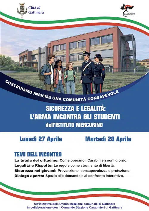 Sicurezza, legalità e dialogo: I Carabinieri e il Comune di Gattinara incontrano gli studenti