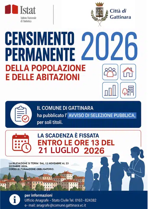 Censimento permanente della popolazione 2026: riaperta la selezione per i rilevatori comunali