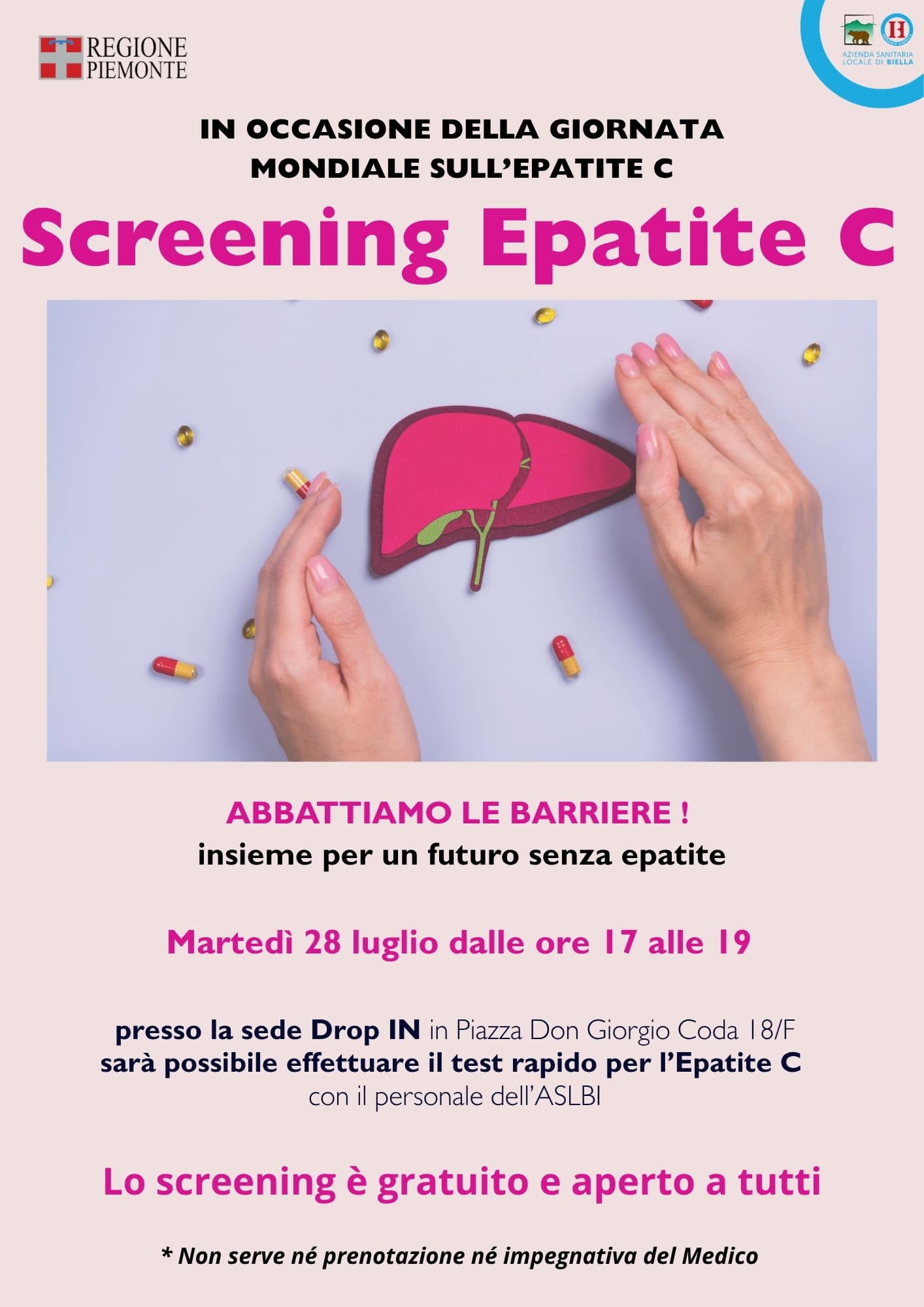 Epatite C, martedì sarà possibile effettuare gratuitamente il test rapido di screening