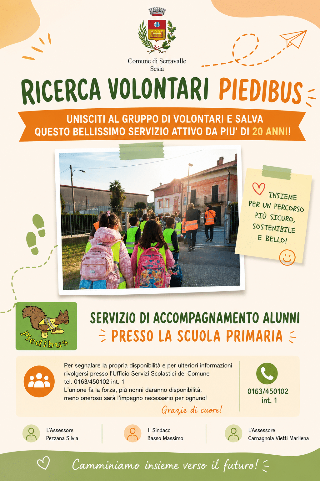 Piedibus a Serravalle Sesia: il Comune cerca volontari