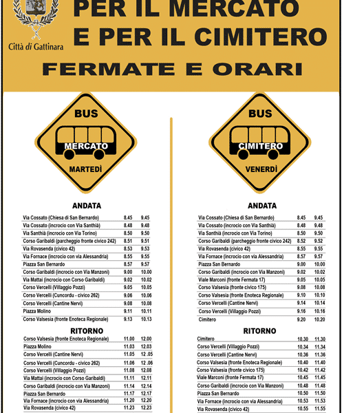 Ripartito il servizio di bus navetta gratuito per il Mercato e il Cimitero