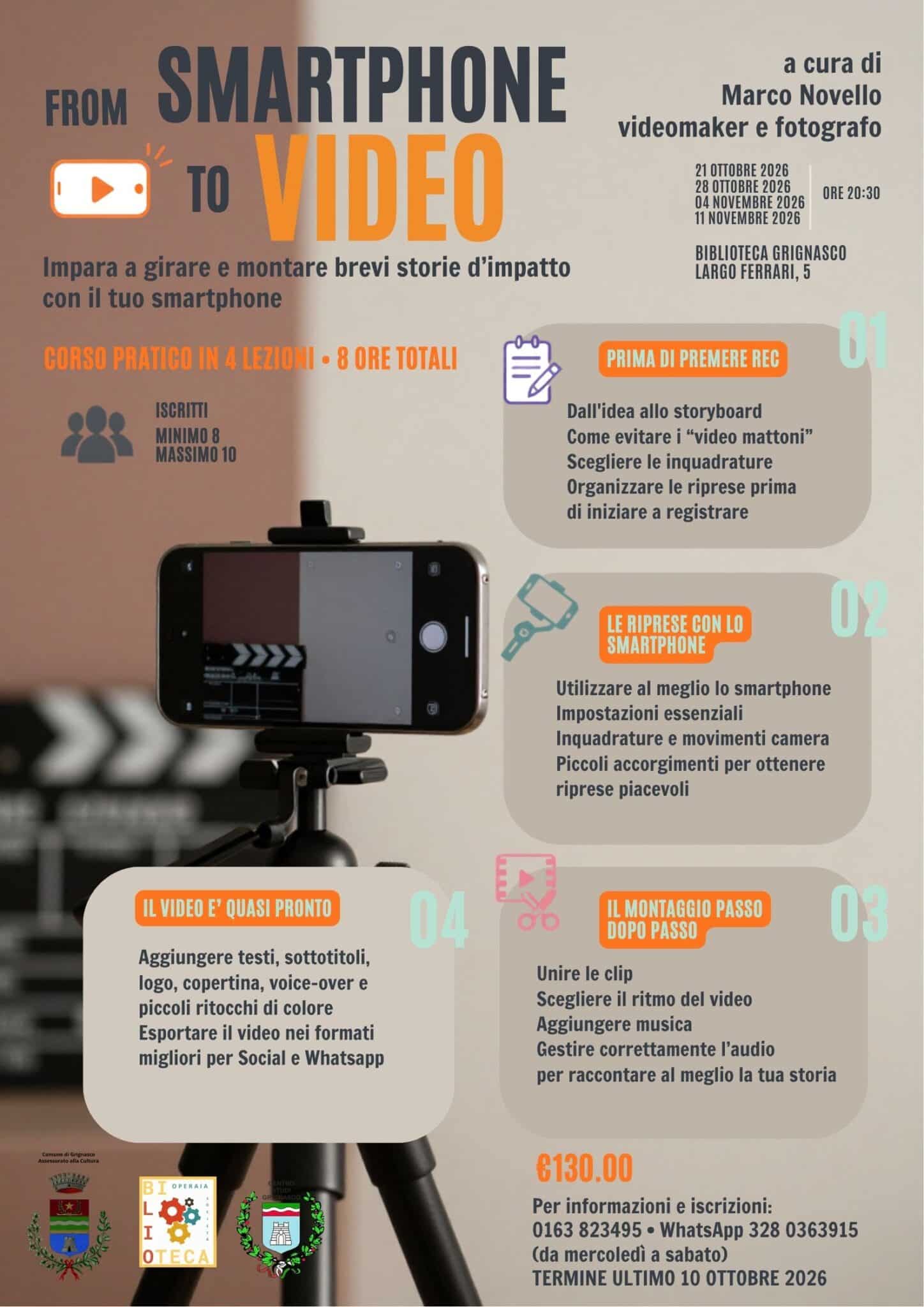 A Grignasco il percorso formativo “From Smartphone to Video”