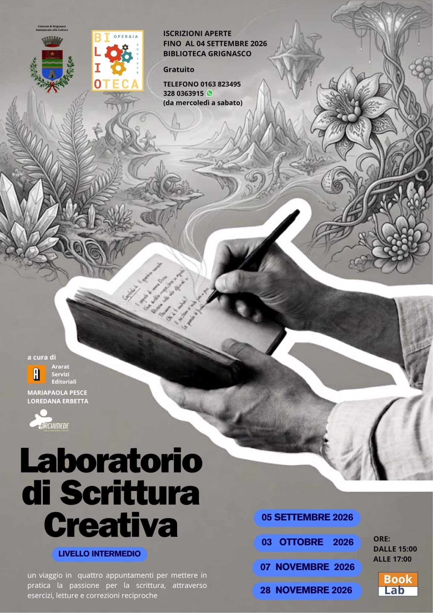 Nuovo Laboratorio di Scrittura Creativa a Grignasco