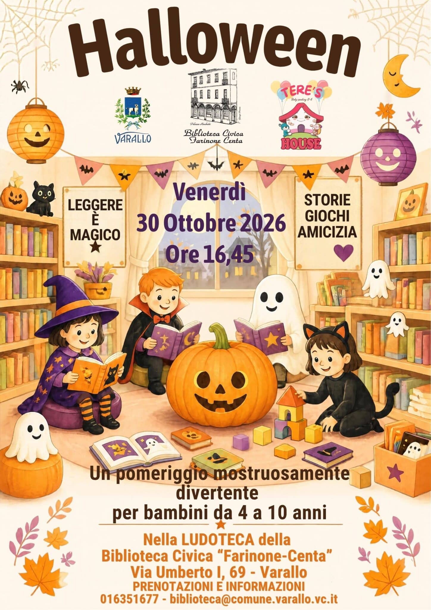 In Ludoteca a Varallo laboratorio speciale, completamente gratuito, dedicato ad: “Halloween”