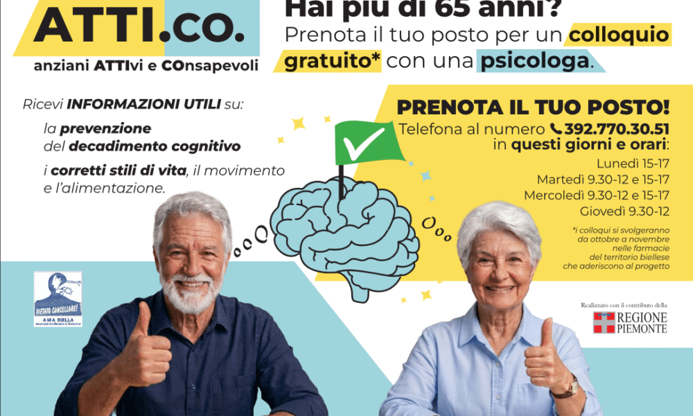 Progetto gratuito di prevenzione del decadimento cognitivo in farmacia